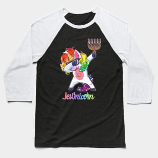 Jewnicorn- Jewish Dabbing Unicorn Hanukkah Baseball T-Shirt